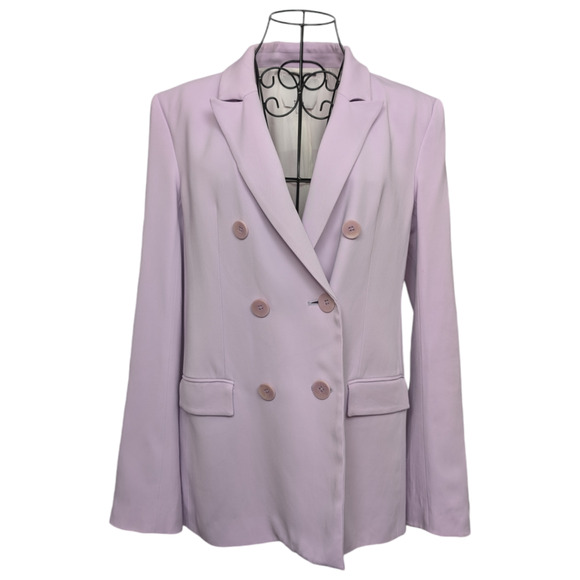 Tibi Steward Lavender Light Purple Oversized Double Breasted Crepe Blazer 4 - Picture 3 of 13